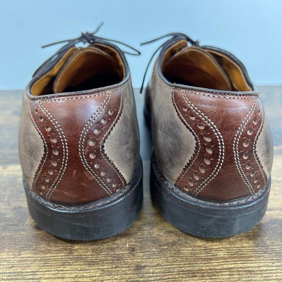 Allen Edmonds Saddle Oxford Shoes Nubuck Leather Brown 10 D USA Made